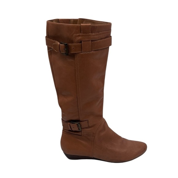 Nine West Brown Leather Buckle Up Pointed Toe Tall Boots Size 8 Women’s - Picture 7 of 11